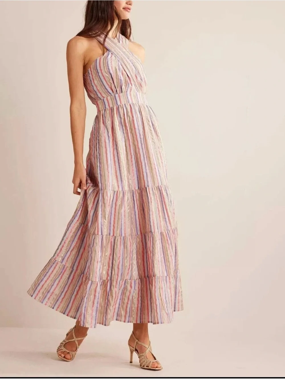 Boden metallic stripe maxi dress size 4 nwt style D0638